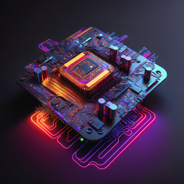 Generative AI illustration of futuristic chipset