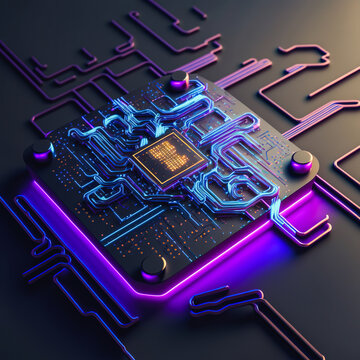 Generative AI illustration of futuristic chipset