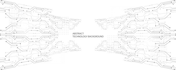 Grey white Abstract technology background, Hi-tech digital connect, Communication, High technology concept, Science background © Nirut