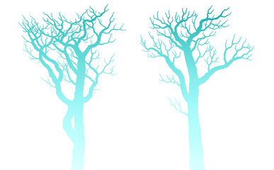 Winter trees watercolor illustration, tree silhouette illustration	
