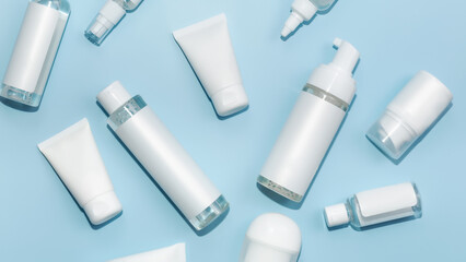 Natural organic eco-cosmetics. Beauty SPA branding mockup. Cosmetic containers with cream and...