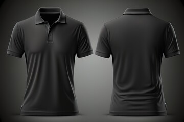 Blank polo T shirt for men template, black color with dark background