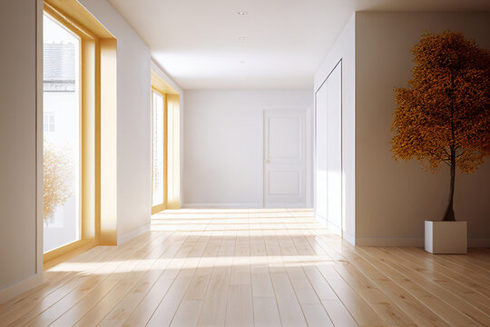 Empty room of a modern flat. Generative AI
