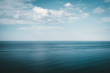 blue sky and sea with ship