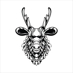 black and white tribal decorative reindeer pattern tattoo
