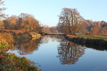 A calm River Wey, Surrey, UK.