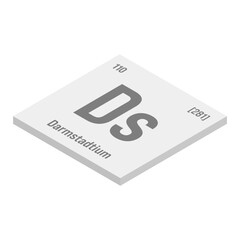 Copper, Cu, gray 3D isometric illustration of periodic table element with name, symbol, atomic number and weight. Transition metal with various industrial uses, such as in electrical wiring, plumbing