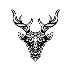 black and white tribal decorative reindeer pattern tattoo