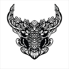 black and white tribal decorative reindeer pattern tattoo