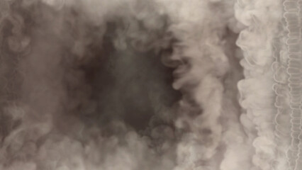 Side frame for content of heavy white smoke, isolated - abstract 3D illustration