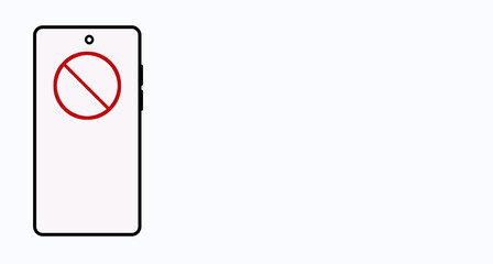 Smartphone with Red circle forbidden icon, stopping sign on screen,  illustration