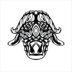 black and white tribal decorative cow pattern tattoo