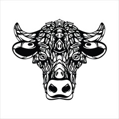 black and white tribal decorative cow pattern tattoo