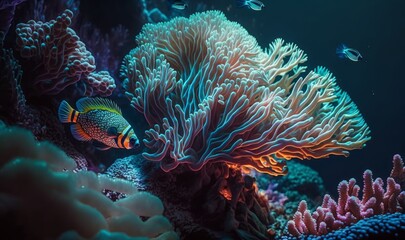 The magical and colorful colars, neighbors of the fish in the sea. Generative ai