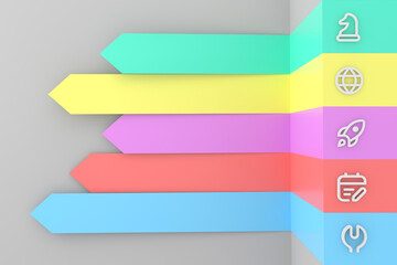 Arrow infographic template. Infographic options banner. layout for business infographics with marketing icons and design