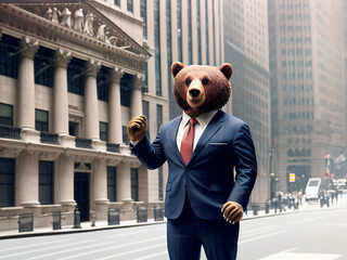 A Bear Wearing a Suit on Wall Street, generative ai