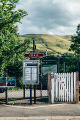 Edale Train Station in village of Peak District National Park, England, UK. Staycation concept of traveling local