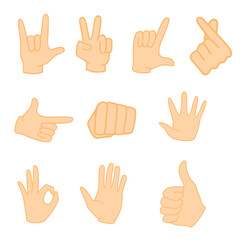 set of hand gestures