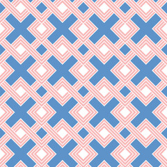 Abstract Squares Cross Geometric Complex Seamless Pattern Trendy Fashion Colors Minimal Psychedelic Lines Perfect for Allover Fabric Print or Wrapping Paper