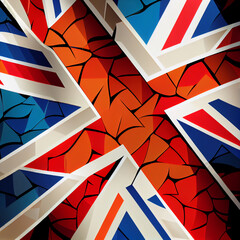 Great Britain decorations background. Flat lay, top view, copy space
