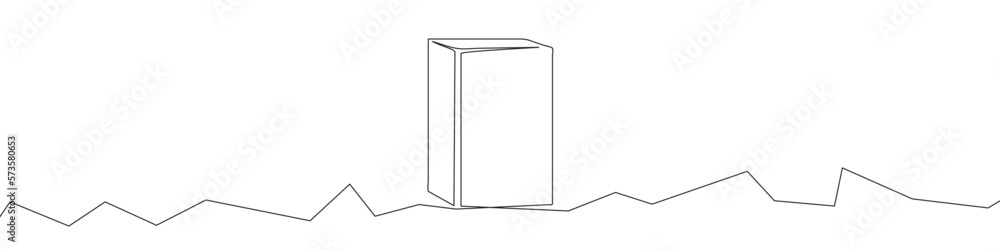 Poster continuous line drawing of cube icon. cube linear icon. one line drawing background. vector illustra