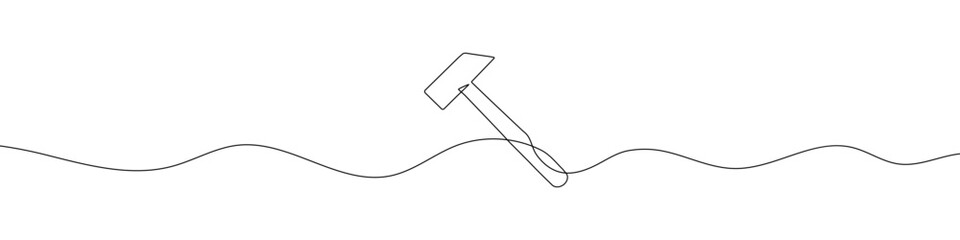 Continuous linear drawing of hammer. Single line drawing of hammer. Vector illustration. Line art of hammer