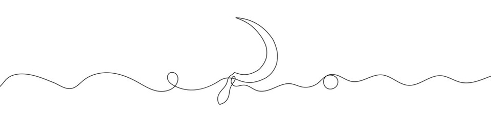 Continuous linear drawing of sickle. Single line drawing of sickle. Vector illustration. Line art of sickle