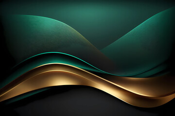abstract green and golden background. Generative AI