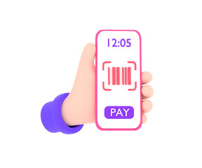hand holding Smartphone show Barcode. concept cashless society.