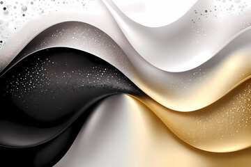 abstract wavy background with golden glitter. Generative AI