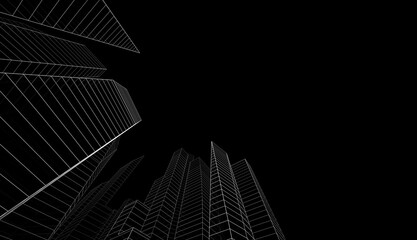 City skyscrapers 3d illustration 3d rendering