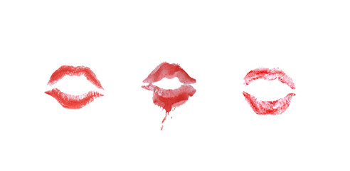 Red lipstick, lips kiss imprint