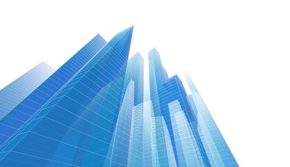 Plakat City skyscrapers 3d illustration 3d rendering