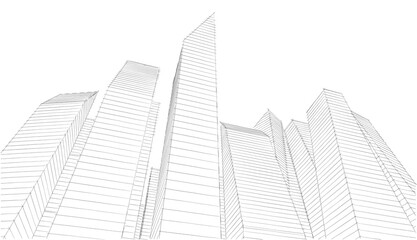 City skyscrapers 3d illustration 3d rendering