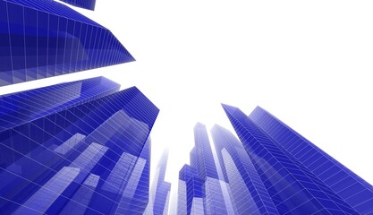 Fototapeta na wymiar City skyscrapers 3d illustration 3d rendering