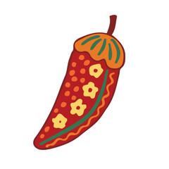 chili pepper Decorative ornamental isolated on white. Vector abstract red pepper illustration logo design element for packaging design, banner, poster, business sign, identity, branding. clipart.