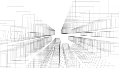 City skyscrapers 3d illustration 3d rendering