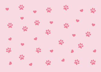 Cat or dog paw print with heart pattern vector design