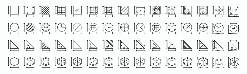 Set of area, dimension and measuring icon EPS10 - Stock Vector