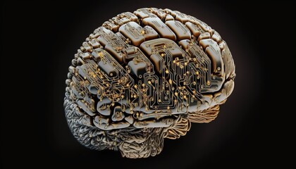 Smart Robotic Style Artificial Intelligence Brain Illustration, with Licensed Generative AI Technology Assistance