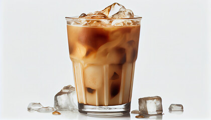 illustration of glass with iced coffee latte