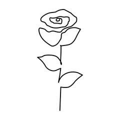Rose flower icon. Continuous one line drawing.
