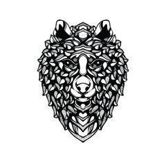 black and white tribal decorative wolf pattern tattoo