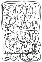 Seamless Lines Human Face Seamless hand drawn vector pattern with portrait in modern style.