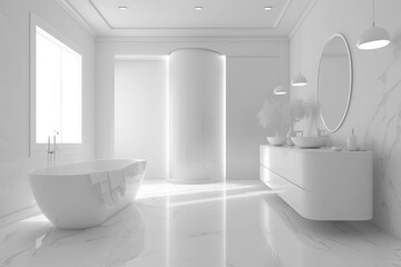 Naklejka na ściany i meble luxury bathroom interior in white tones. Minimalism.