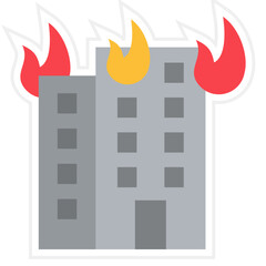 Building Fire Sticker Icon