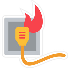 Electricity Fire Sticker Icon