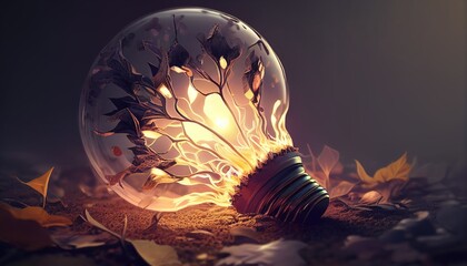 Brainstorming Creative Idea Illustration with Light Bulb, with Licensed Generative AI Technology Assistance