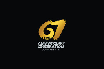 67th, 67 years, 67 year anniversary celebration abstract style logotype. anniversary with gold color isolated on black background, vector design for celebration vector