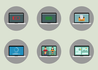 Color image of laptop. Vector illustration